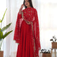 Women Embroidered Flared Kurta Set with Dupatta